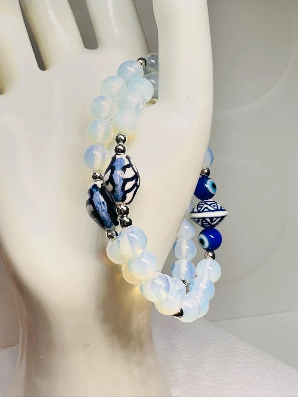 Two Opalite & Italian ceramics beads Bracelets